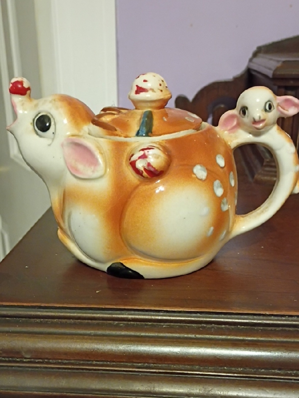 Vintage 1950s 60s Rudolph The Red-Nosed Reindeer Teapot
